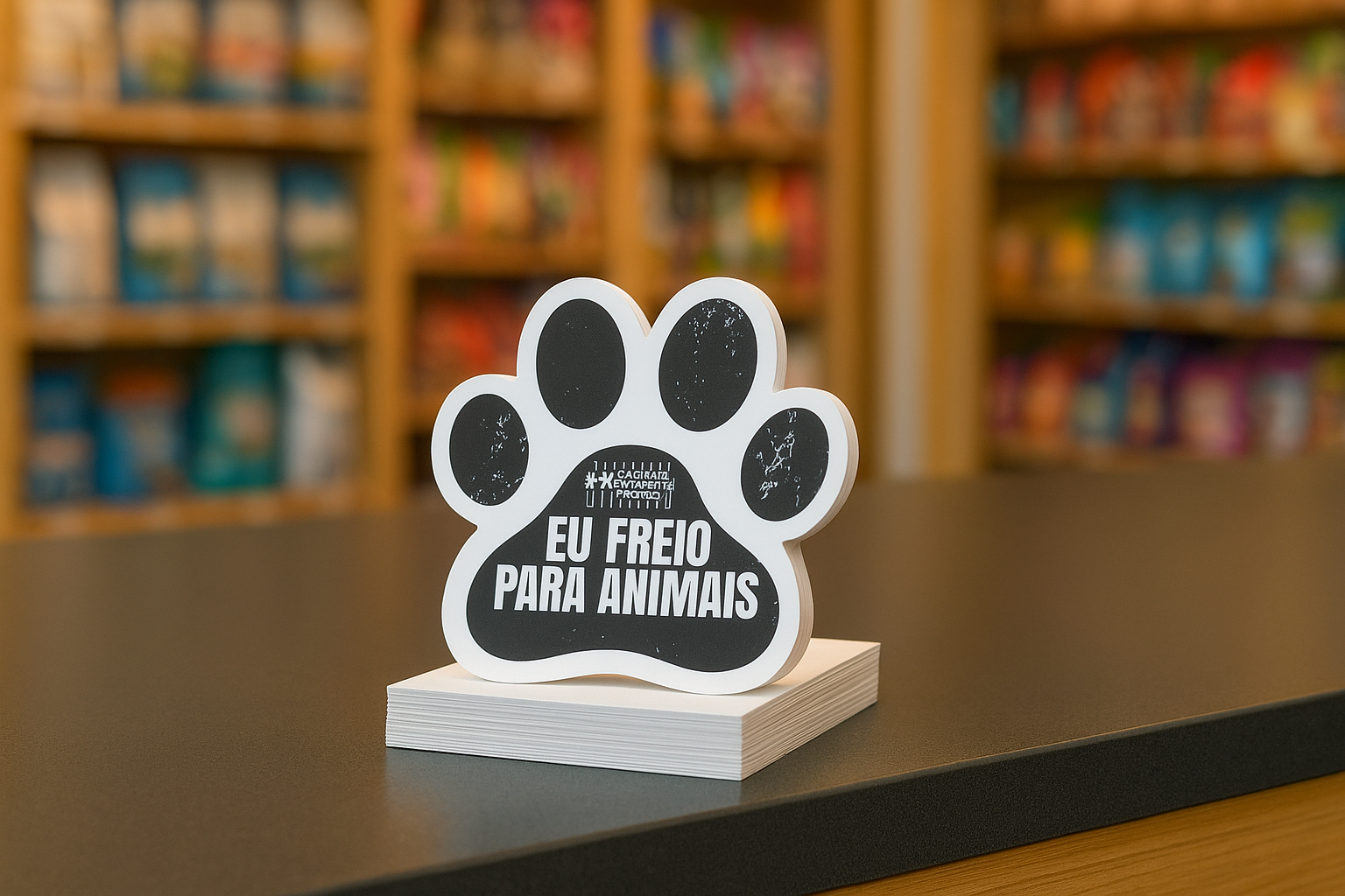 Comércio parceiro exibindo material da campanha