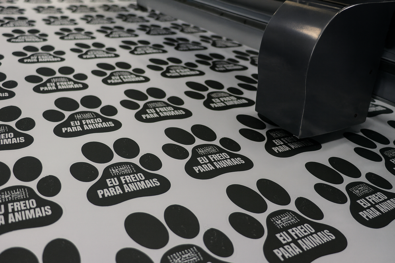 Voluntários organizando adesivos